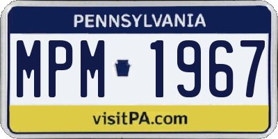 PA license plate MPM1967