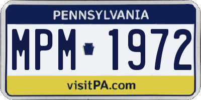 PA license plate MPM1972
