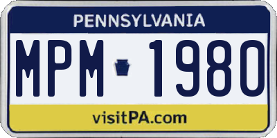 PA license plate MPM1980