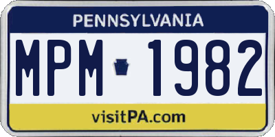 PA license plate MPM1982