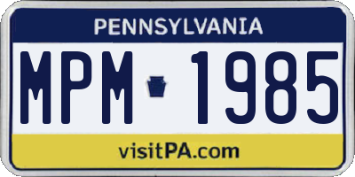 PA license plate MPM1985