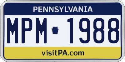 PA license plate MPM1988