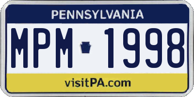 PA license plate MPM1998