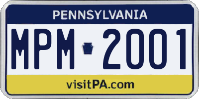PA license plate MPM2001