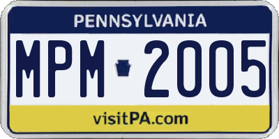 PA license plate MPM2005
