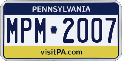 PA license plate MPM2007