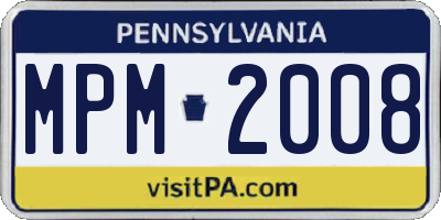 PA license plate MPM2008