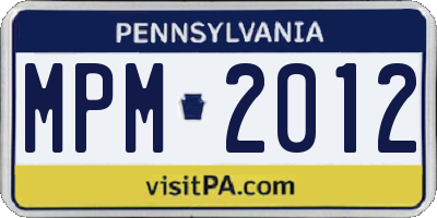 PA license plate MPM2012