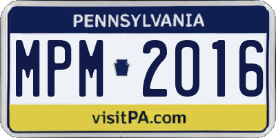 PA license plate MPM2016