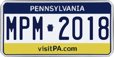 PA license plate MPM2018