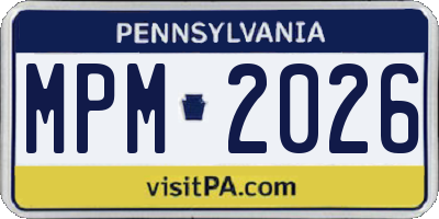 PA license plate MPM2026