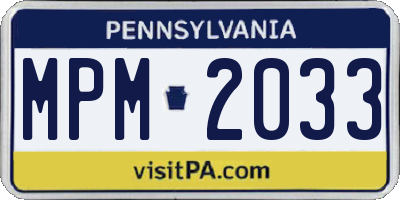 PA license plate MPM2033