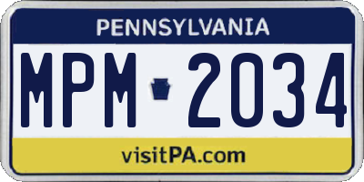 PA license plate MPM2034