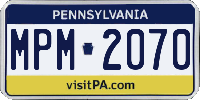 PA license plate MPM2070