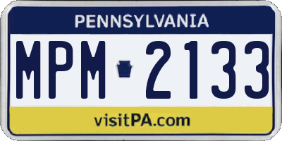 PA license plate MPM2133
