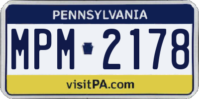 PA license plate MPM2178