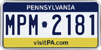 PA license plate MPM2181