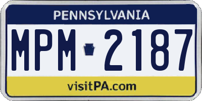 PA license plate MPM2187