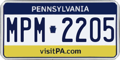 PA license plate MPM2205