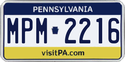 PA license plate MPM2216