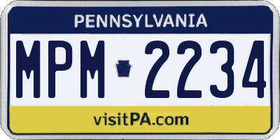 PA license plate MPM2234