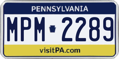 PA license plate MPM2289