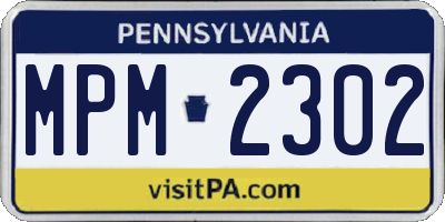 PA license plate MPM2302
