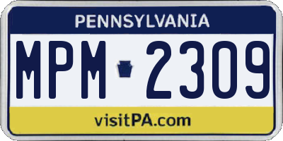 PA license plate MPM2309
