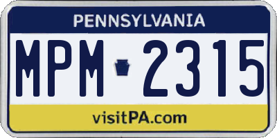 PA license plate MPM2315