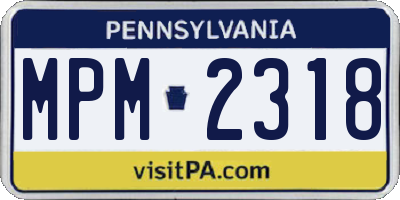 PA license plate MPM2318
