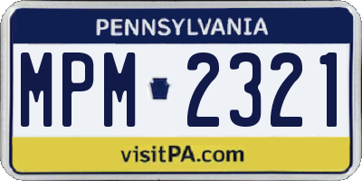 PA license plate MPM2321