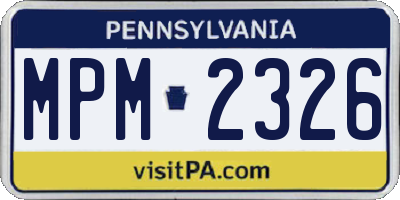 PA license plate MPM2326