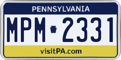 PA license plate MPM2331
