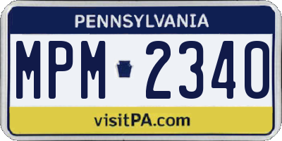 PA license plate MPM2340