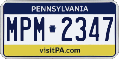 PA license plate MPM2347