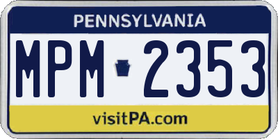 PA license plate MPM2353