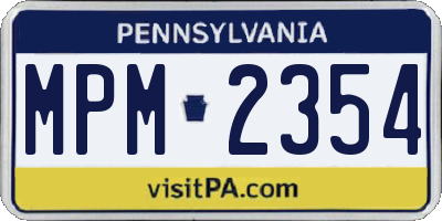 PA license plate MPM2354
