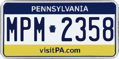 PA license plate MPM2358