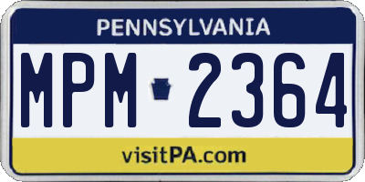 PA license plate MPM2364
