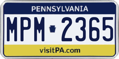 PA license plate MPM2365