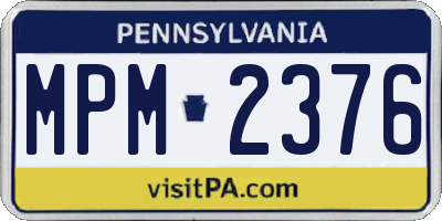 PA license plate MPM2376