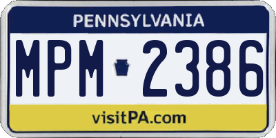 PA license plate MPM2386