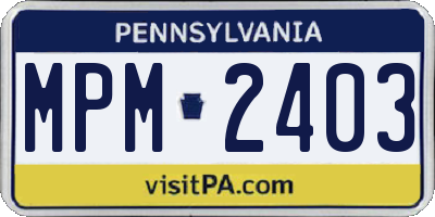 PA license plate MPM2403