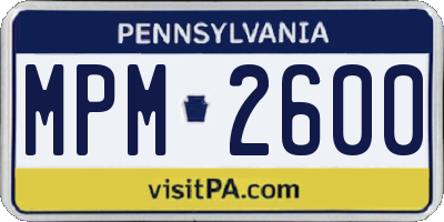PA license plate MPM2600