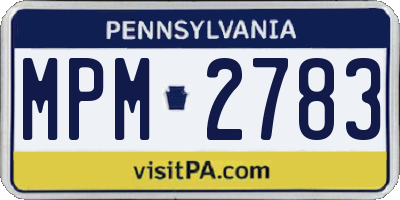 PA license plate MPM2783