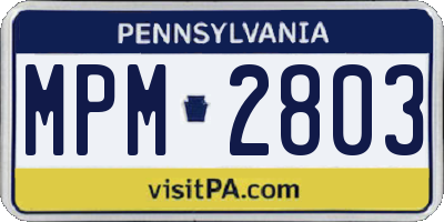 PA license plate MPM2803