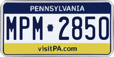 PA license plate MPM2850