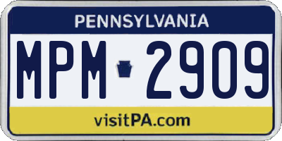 PA license plate MPM2909