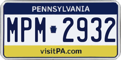 PA license plate MPM2932