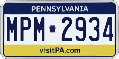 PA license plate MPM2934